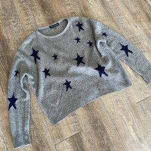 Deborah James Star Wool Blend Sweater XS/S Gray Navy